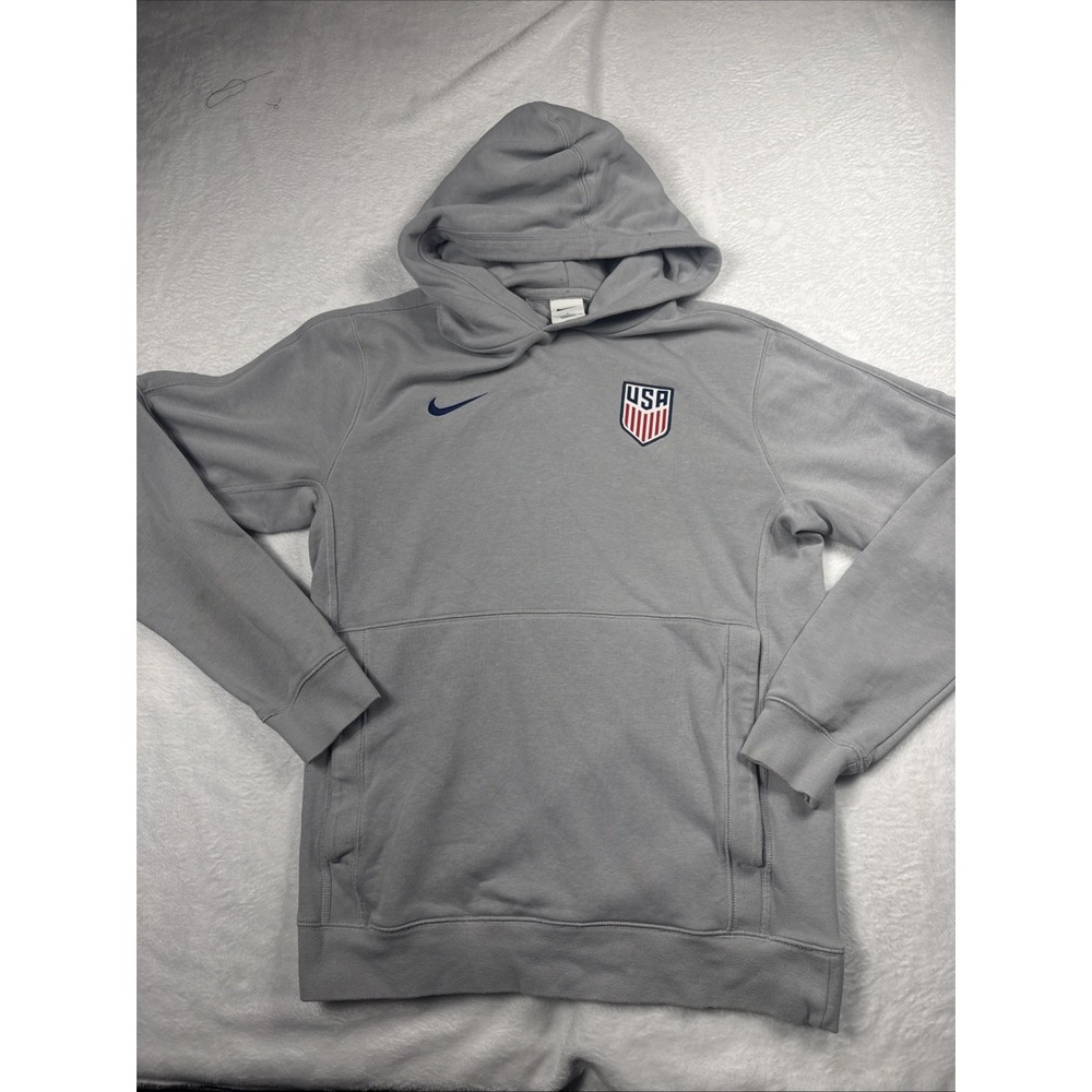 Gray Nike Team USA Soccer Hooded Sweatshirt Hoodie Men Small EUC USMNT